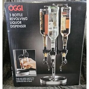 Three Bottle Revolving Liquor Dispenser Silver OGGI